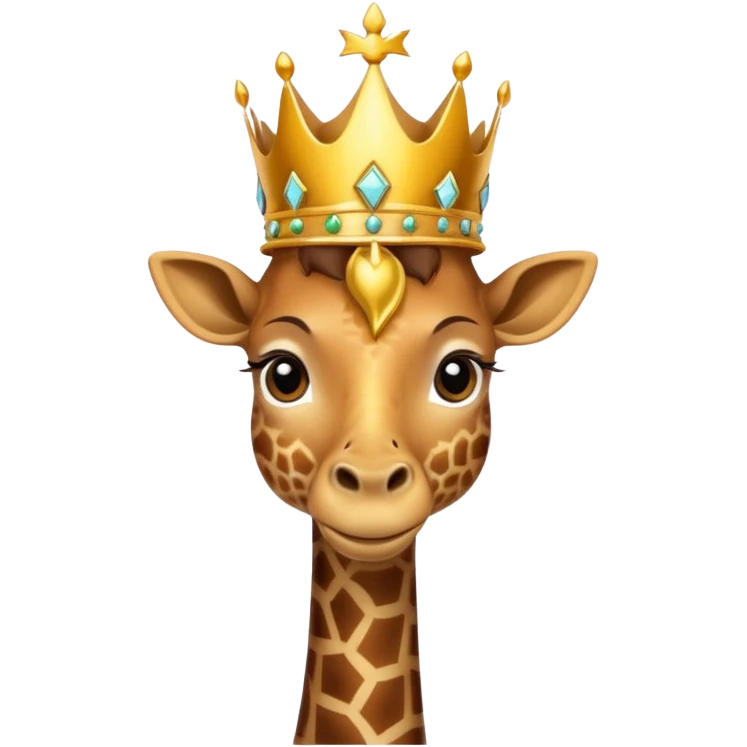 giraffe with jewellery and crown with birds flying around head emoji