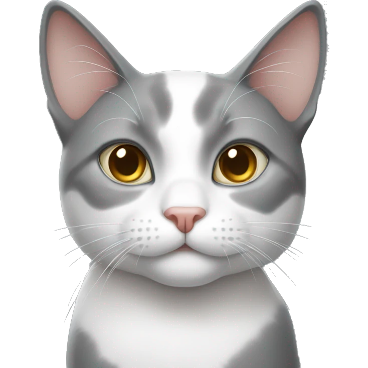 Grey and white cat.  emoji