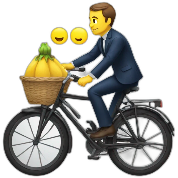 macron with bicycle emoji