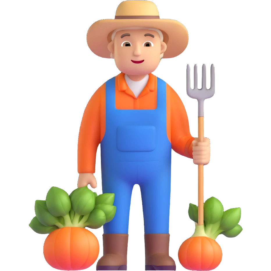 farmer with pitchfork and vegetables emoji