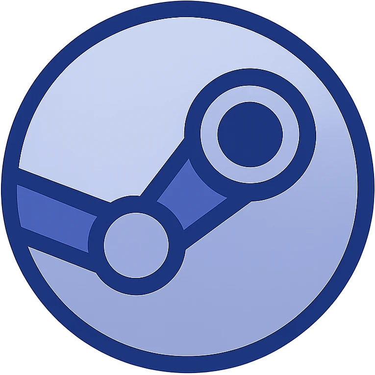 steam logo style icon, flat, blue gradient, minimal, no text emoji