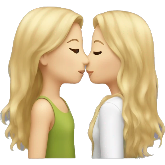 Two girls kissing brown hair and blonde hair  emoji