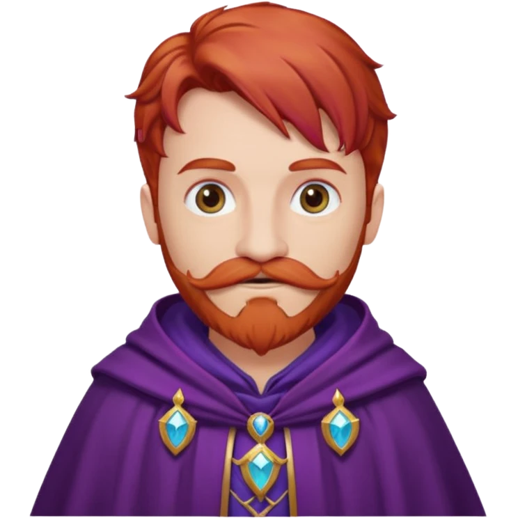 red haired wizard with mustache, purple cloack emoji