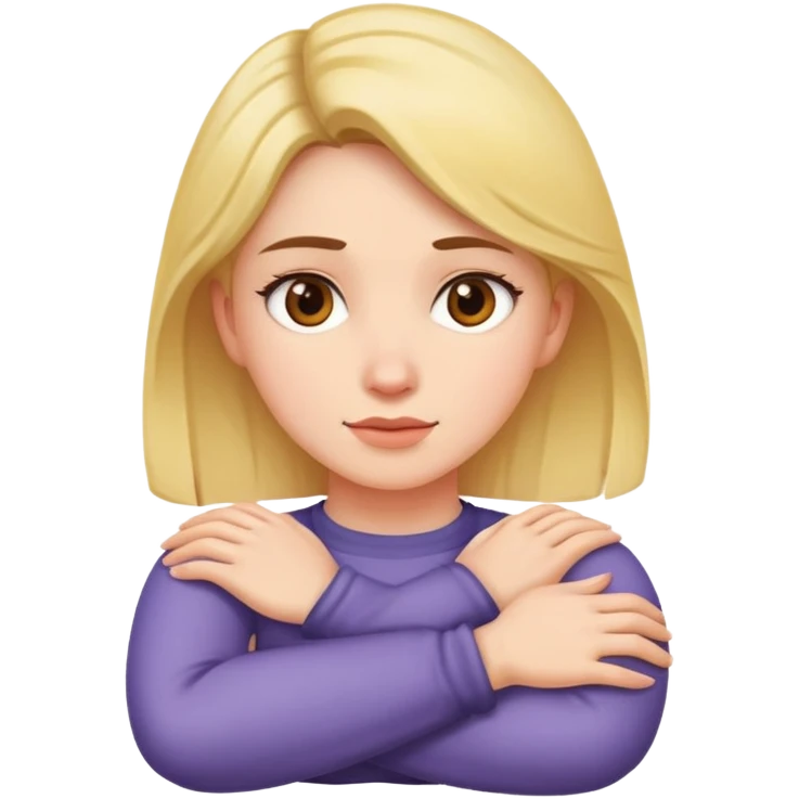woman crossing her arms holding her neck emoji