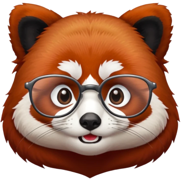 A red panda with serious eyes and a furrowed brow, and glasses. emoji