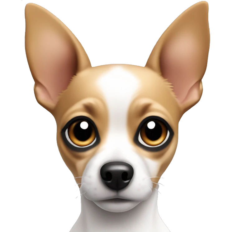 Chihuahua jack russel dog, white black & tan looking at you emoji