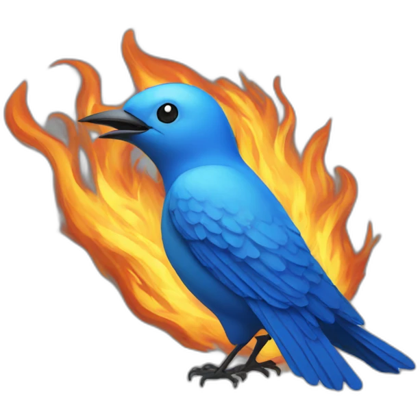 Blue bird on fire emoji