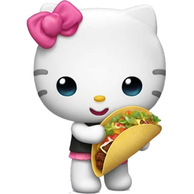 hello kitty holding a taco emoji