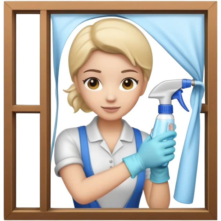 window cleaning with spray bottle and cloth emoji