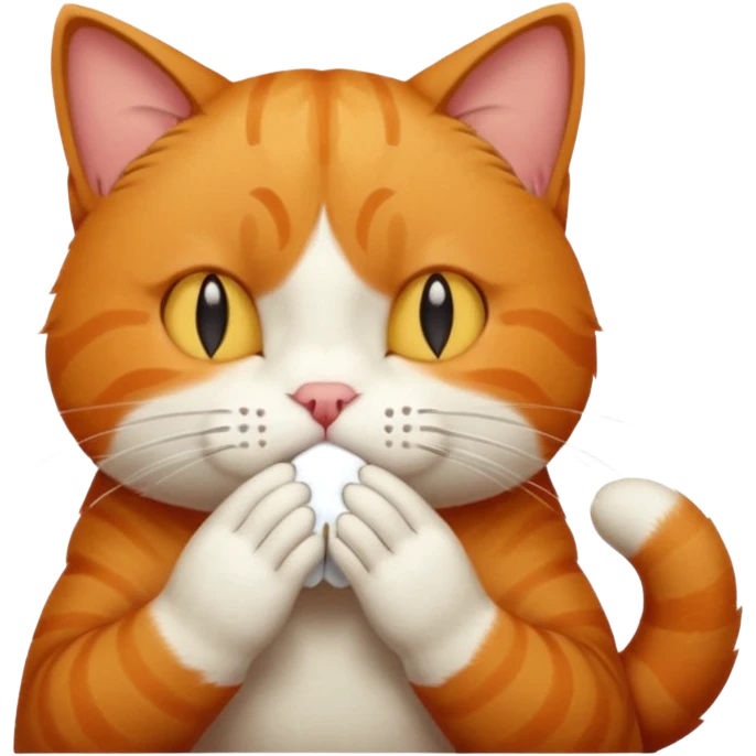 A cat holding its forehead with its paw because it has a headache emoji