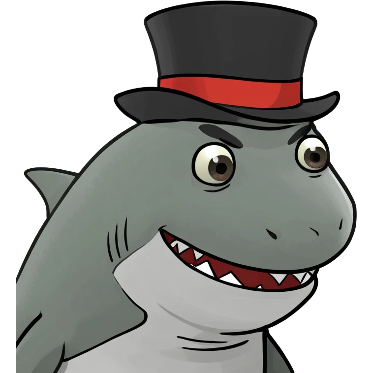 Shark with a top hat emoji
