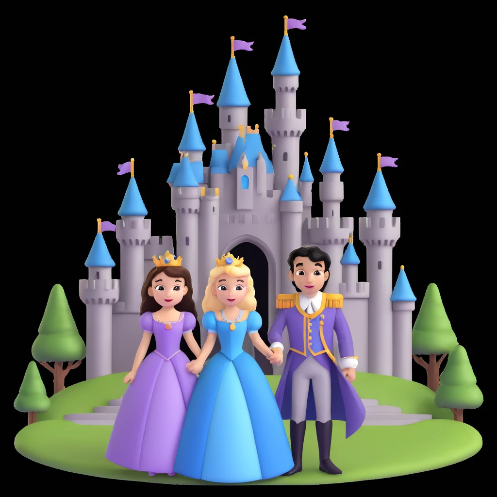prince and princess Disney dress close up photo in castle background emoji