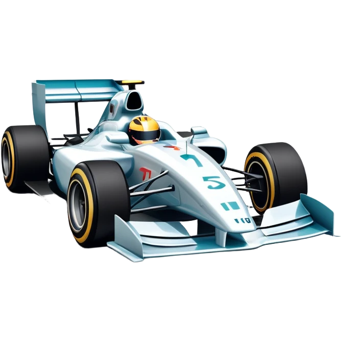 An icon showing a Formula 1 car racing down a track, with speed lines trailing behind. The design captures the intensity of high-speed racing, with sharp curves and bright track lights in the background. Transparent background highlights the action and excitement of racing. emoji