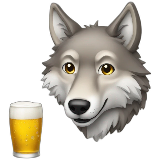 un loup avec une bierre emoji