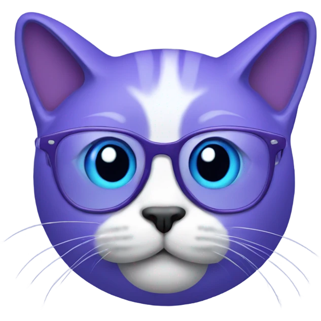 Purple cat with blue glasses emoji