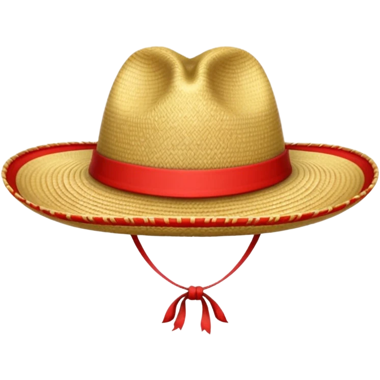 Sombrero de paja con una tira roja en la parte central sin ninguna soporte solo una tira  emoji