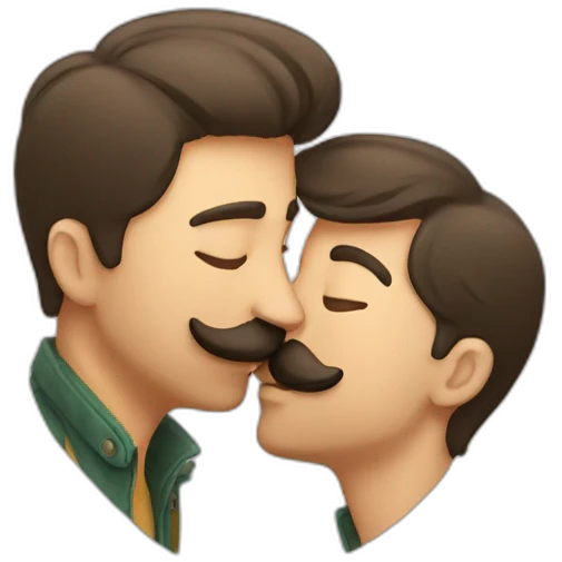 man kissing a guy with moustache emoji