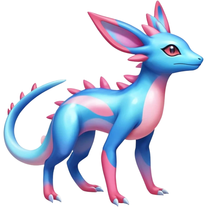 Colorful Shiny Exotic Amaura-Salandit-Aurorus-Sylveon-Fakémon-hybrid-creature (full body)  emoji