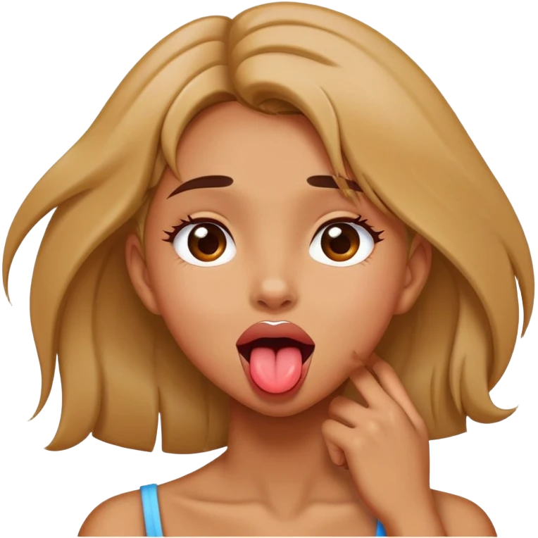 Girl grabbing her neck with tounge out emoji