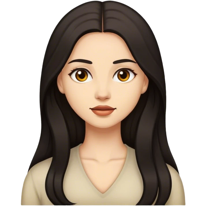 Buxom long dark hair, light skin, back booty sfw emoji