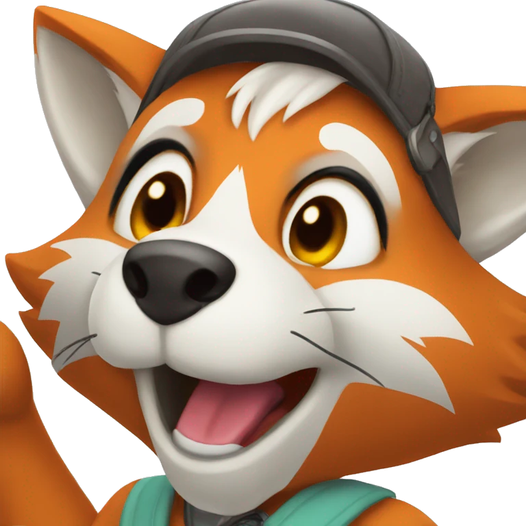Anthro fox saying hi emoji