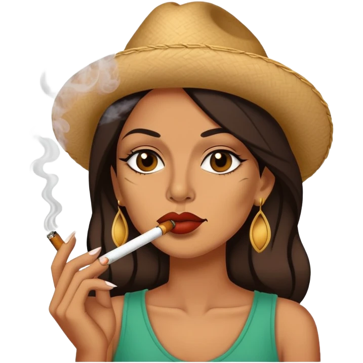 Chicana smoking a blunt emoji