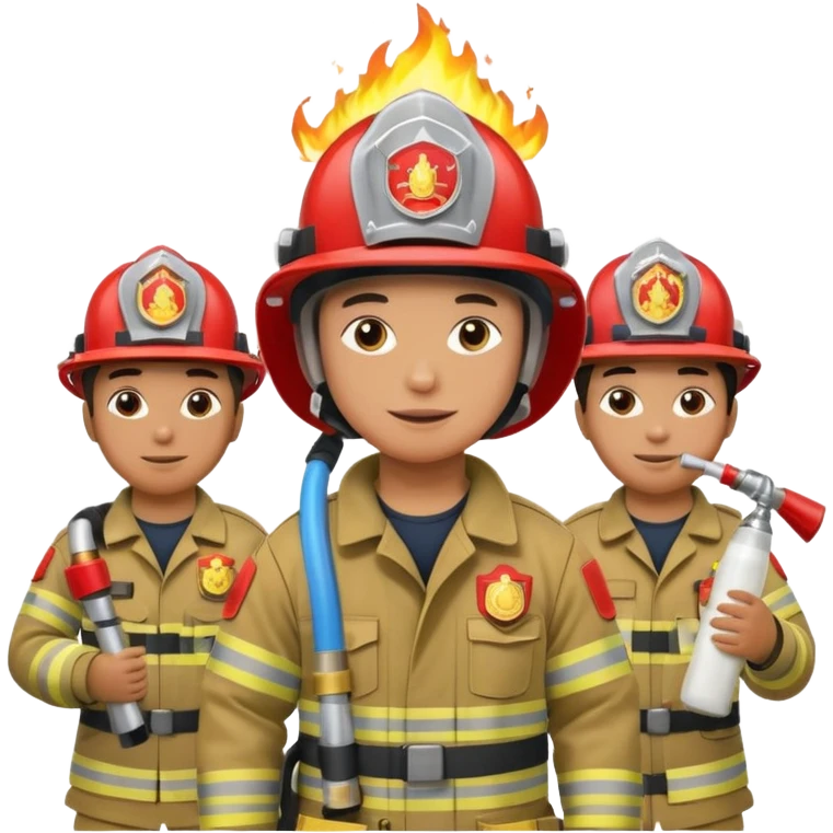 A firefighter extinguishing a party emoji