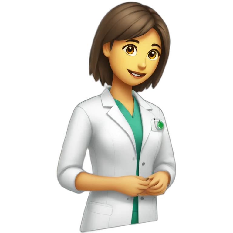 Chica joven trabajando en una farmacia emoji