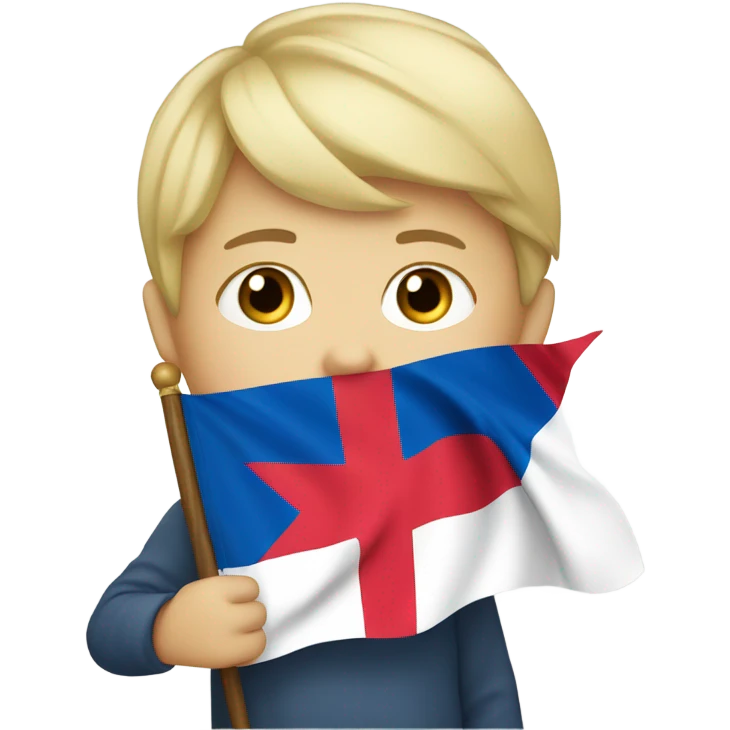 blond boy with blue eyes with serbian flag emoji