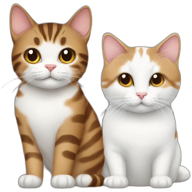 Brown tabby cat and white cat side by side emoji