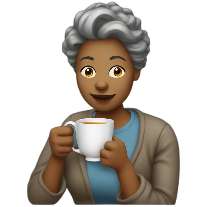 Ugly woman drinking tea emoji