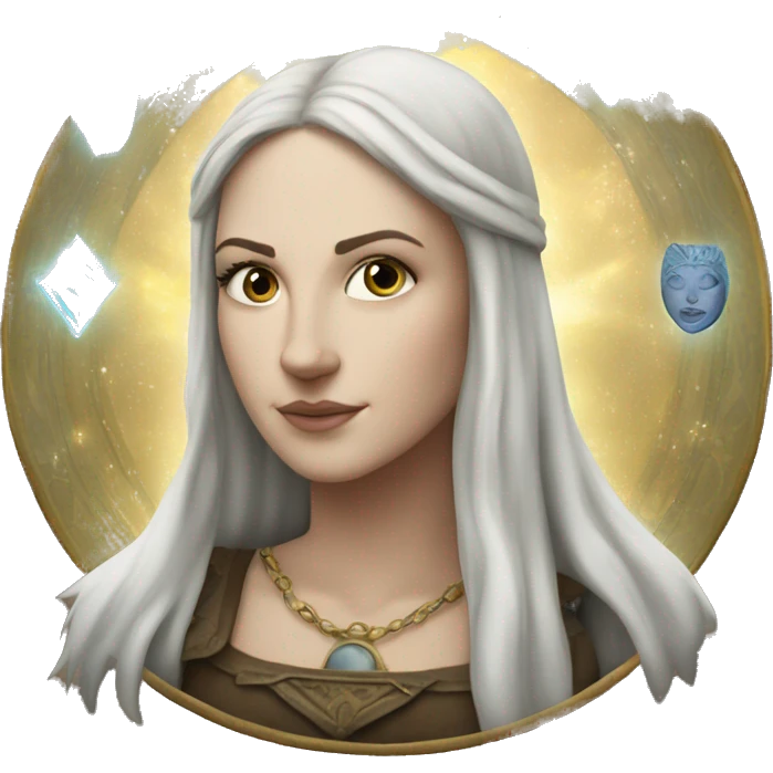 white girl and tarot card with corwn on had emoji