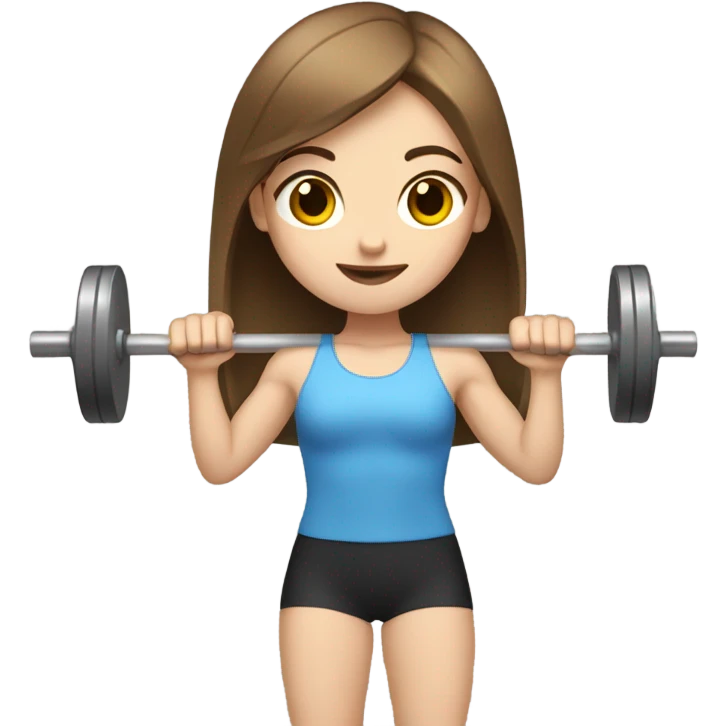 Pale girl with brown hair lifting weights emoji