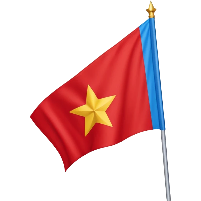 Bandeira vermelha, com uma faixa branca na diagonal, e uma estrela azul no meio emoji