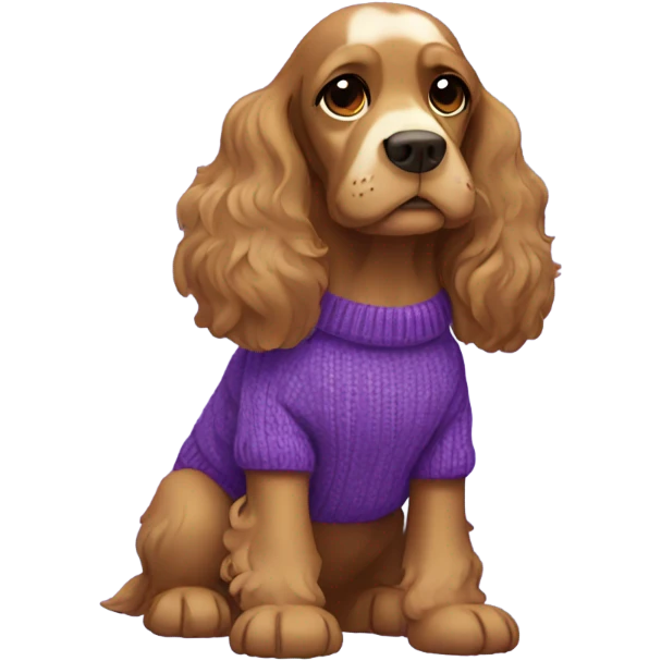 Cocker spaniel in purple sweater emoji