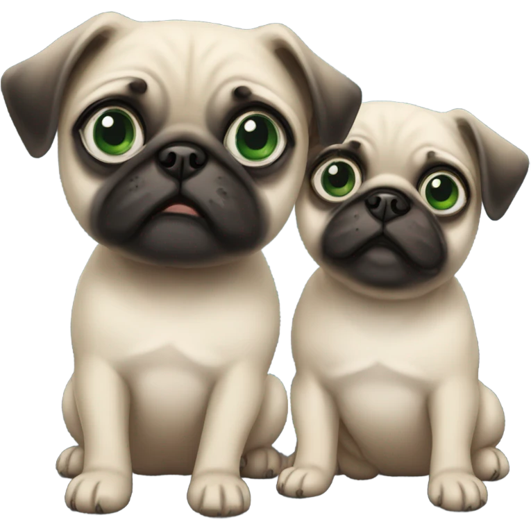 2 Baby pugs 1 with green eyes and 1 with blue  emoji