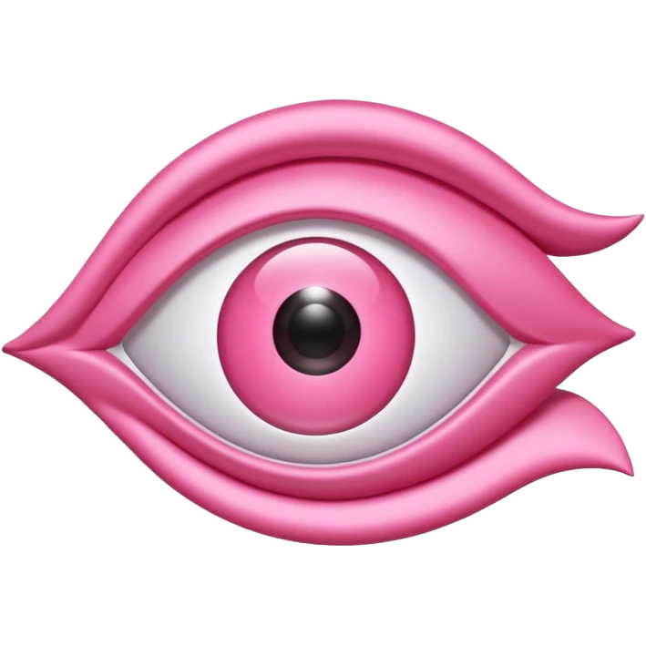 A 3D cartoon rose-pink eye spectacle, glossy curved frame, soft reflections, isolated on plain background. emoji