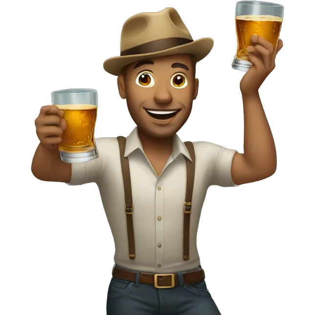 a man dancing with a whiskey glass kept on his head and perfectly balanced emoji