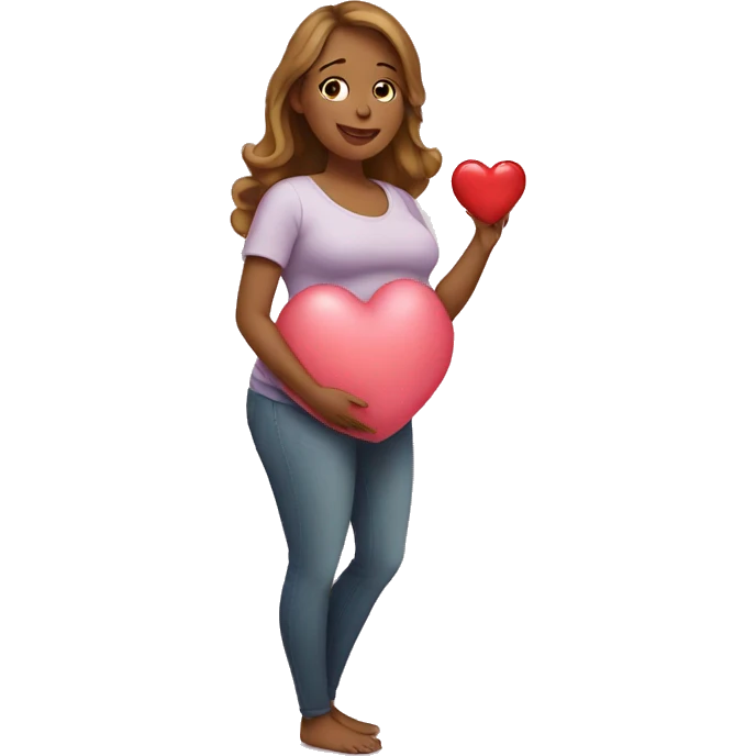 pregnant woman showing a heart emoji