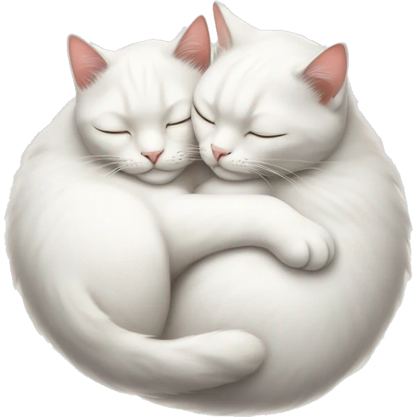 Two white cats sleeping and hugging each other  emoji