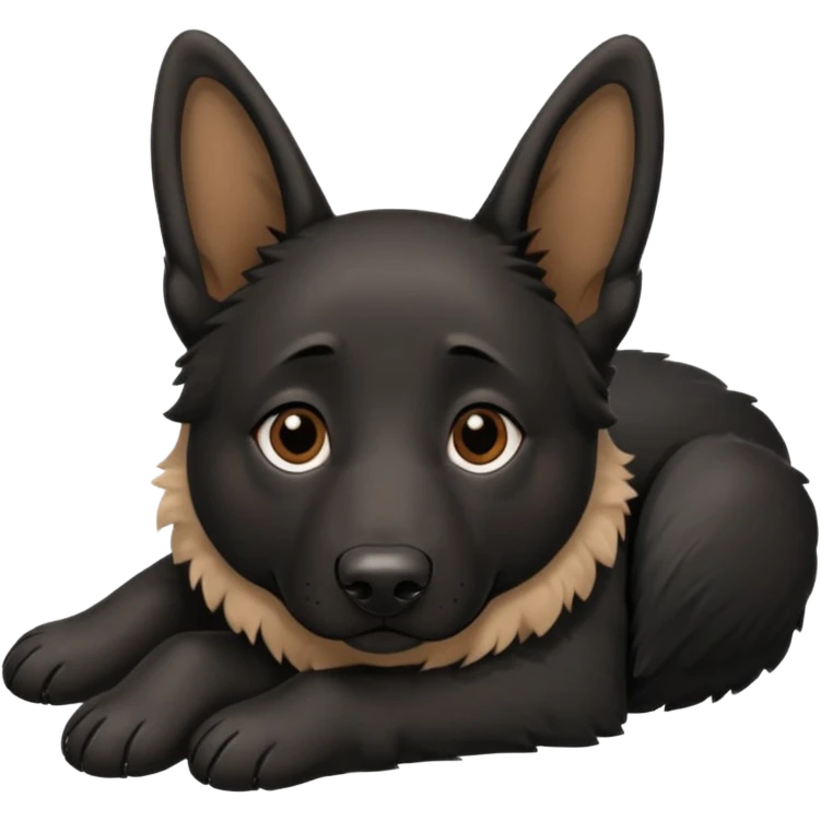 mostly black german shepherd lying on her back emoji