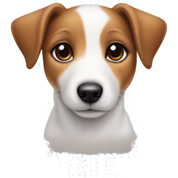 Jack Russell Puppy that’s an angel with brown over its eyes and white down the center of its head emoji