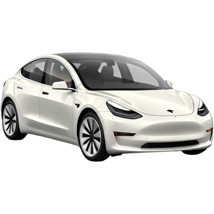 Tesla model 3 white. Icon. In a hurry. No wings  emoji