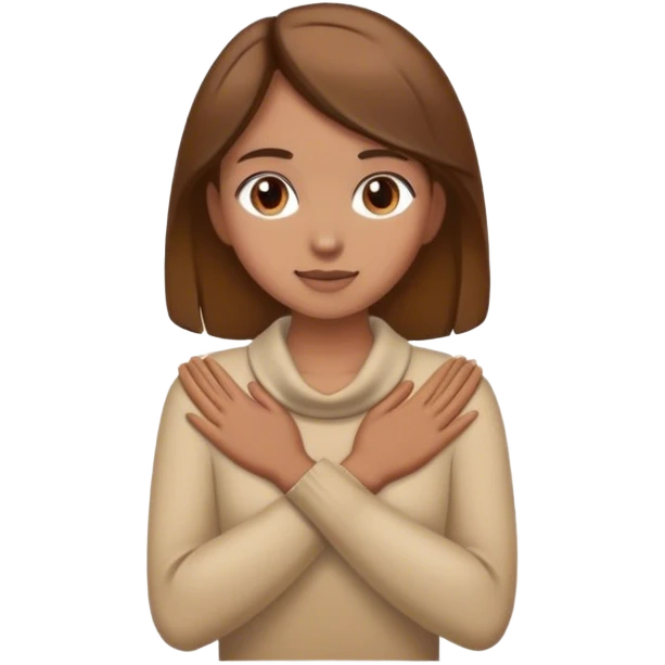 a light tan girl with brown hair and hands around her neck emoji