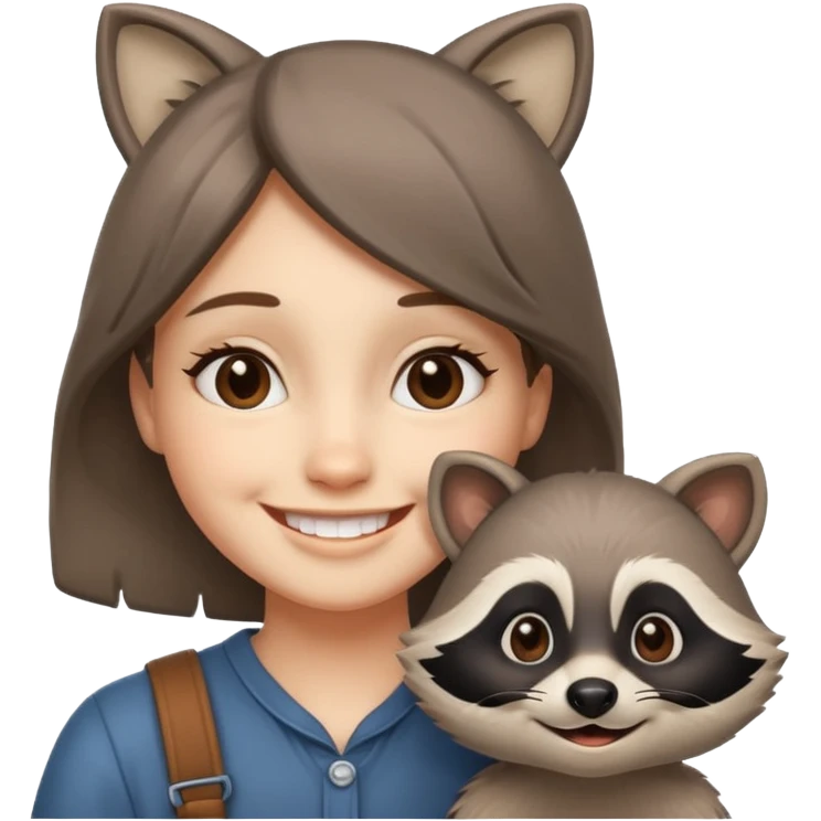 Racoon speaking with a person in cartoon emoji style friendly and calm emoji