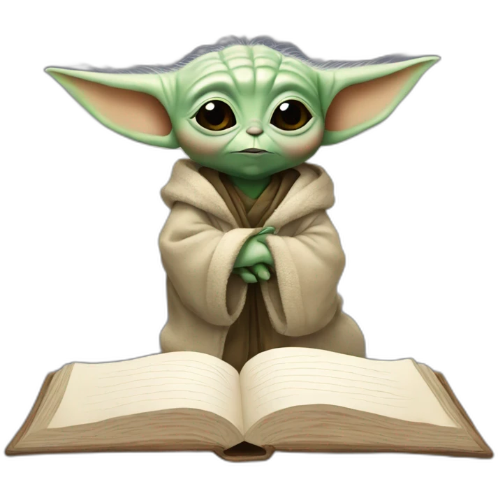 baby yoda haciendo una evaluacion  emoji