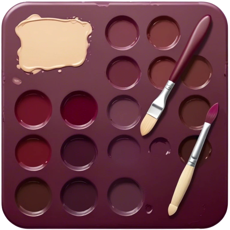 dark burgundy Paint palette realistic emoji