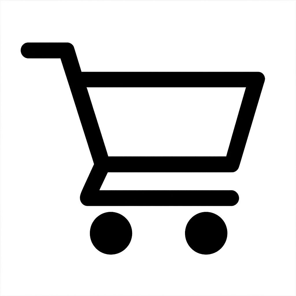 A shopping cart icon with simple geometric shapes emoji