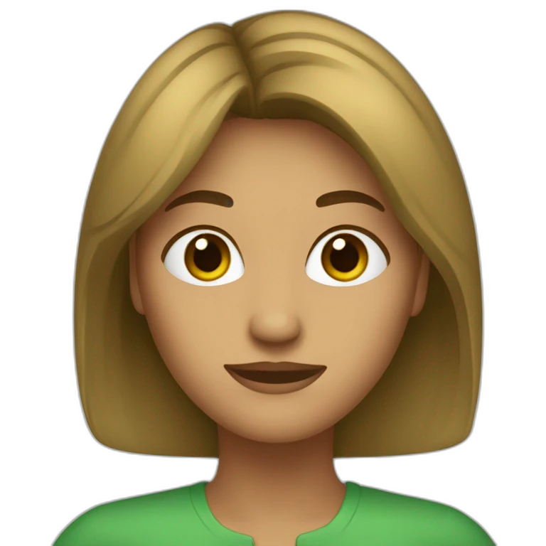 Mujer de 41 años con pelo castaño y ojos verdes emoji