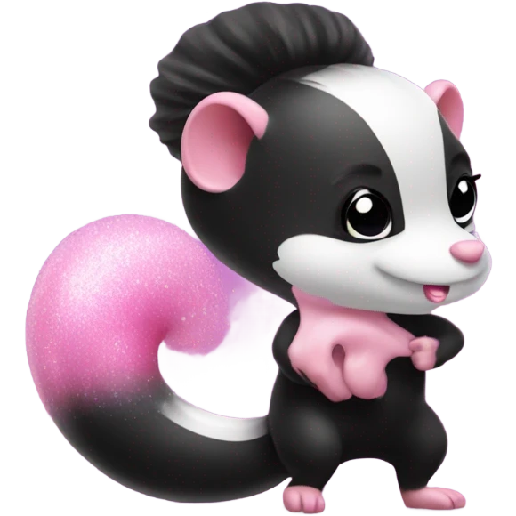 Pink ombre skunk blowing out a fart with glitter  emoji